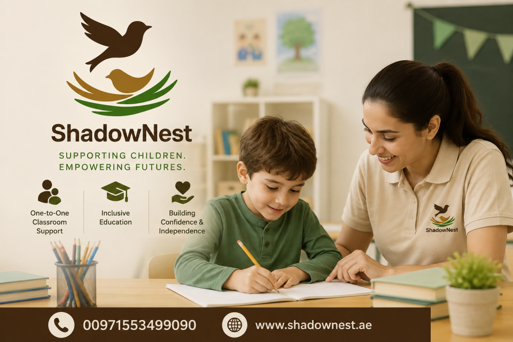 Shadow Teacher in Dubai School | Professional shadow teacher providing one-to-one classroom support to a child in a Dubai school.